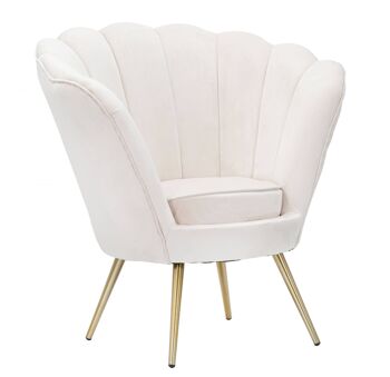 Fauteuil Dmora, Éponge et Tissu et Métal, Couleur Blanc, Dimensions : 85 x 76 x 88 cm 1