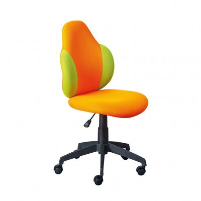 Dmora Poltroncina ufficio regolabile in altezza, con seduta in morbido tessuto color arancio e giallo, 58x56x92/102 cm