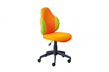 Dmora Fauteuil de bureau réglable en hauteur, avec assise en tissu doux orange et jaune, 58x56x92/102 cm 1