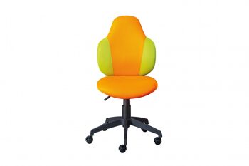 Dmora Fauteuil de bureau réglable en hauteur, avec assise en tissu doux orange et jaune, 58x56x92/102 cm 2
