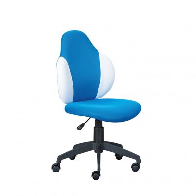 Dmora Poltroncina ufficio regolabile in altezza, con seduta in morbido tessuto color azzurro e bianco, 58x56x92/102 cm