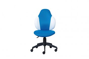Dmora Fauteuil de bureau réglable en hauteur, avec assise en tissu doux bleu et blanc, 58x56x92/102 cm 2