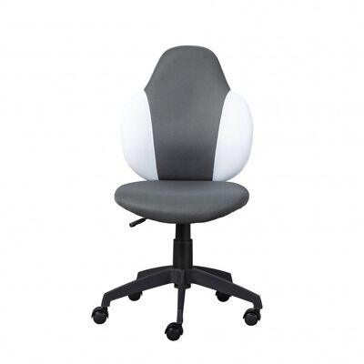 Dmora Poltroncina ufficio regolabile in altezza, con seduta in morbido tessuto color grigio e bianco, 58x56x92/102 cm