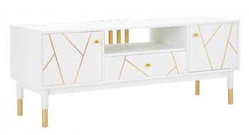 Meuble TV Dmora, Bois de Pin et Mdf et Fer, Couleur Blanc, Dimensions : 140 x 50 x 55 cm 1