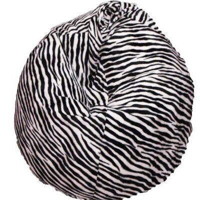 Dmora Pouf a sacco con fantasia "zebrata", colore bianco e nero, Misure 80 x 120 x 80 cm