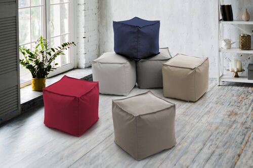 Dmora Pouf Annalaura, Pouf multifunzione, 100% Made in Italy, Poltroncina relax in tessuto imbottito, cm 45x45h45, Bianco