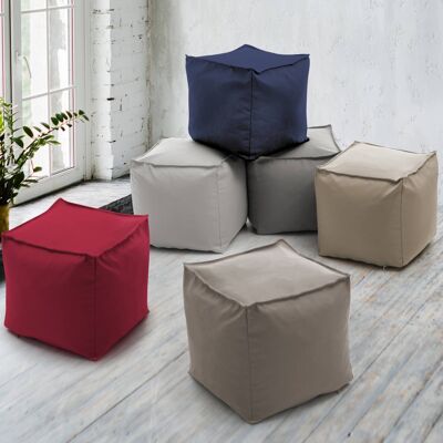 Dmora Pouf Annalaura, Pouf multifunzione, 100% Made in Italy, Poltroncina relax in tessuto imbottito, cm 45x45h45, Rosso