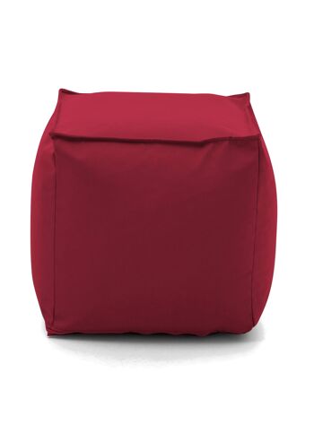 Dmora Pouf Annalaura, Pouf multifonction, 100% Made in Italy, Fauteuil relax en tissu rembourré, cm 45x45h45, Rouge 2