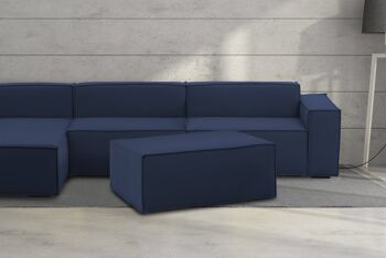 Dmora Pouf Antonella, Pouf de salon, 100% Made in Italy, Fauteuil relax en tissu rembourré, Cm 100x70h43, Bleu 1