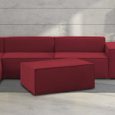 Dmora Pouf Antonella, Pouf da salotto, 100% Made in Italy, Poltroncina relax in tessuto imbottito, Cm 100x70h43, Rosso