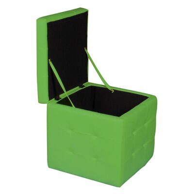 Dmora Pouf- contenitore in ecopelle, colore verde, cm 45 x 47 x 45.