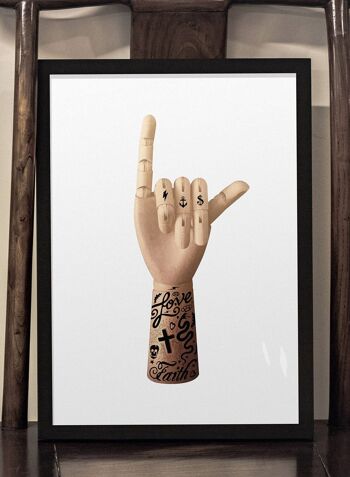 Impression de main d'art de tatouage - 50 x 70 - mat 2