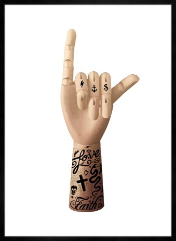 Impression de main d'art de tatouage - 50 x 70 - mat 3