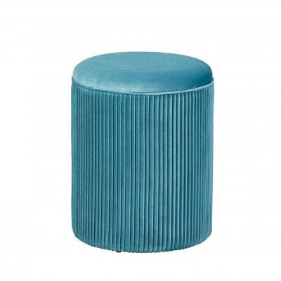 Dmora Pouf contenitore in mdf rivestito in velluto color blu, cm 35x35x44