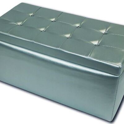 Dmora Pouf contenitore in similpelle, colore argento, Misure 90 x 45 x 45 cm