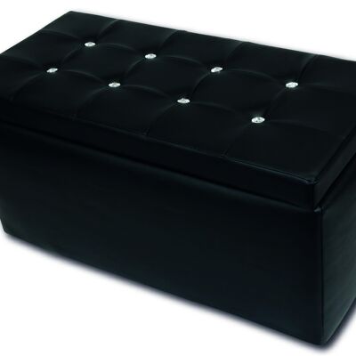 Dmora Pouf contenitore in similpelle, colore nero, Misure 90 x 45 x 45 cm