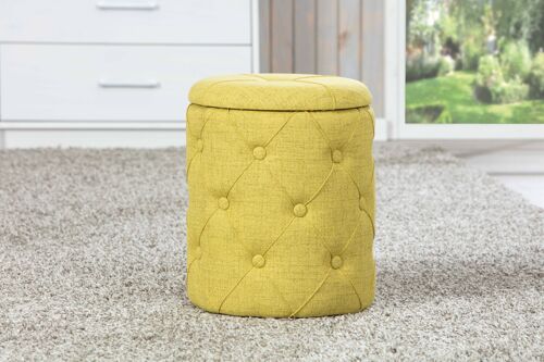 Dmora Pouf contenitore in tessuto giallo trapuntato, cm 34x34x40