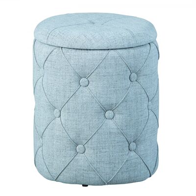 Dmora Pouf contenitore in tessuto grigio chiaro trapuntato, cm 34x34x40