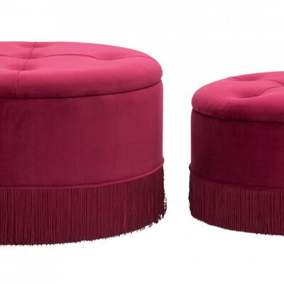 Dmora Pouf contenitori, Legno Di Pino e Legno Di Playwood e Spugna E Poliestere, Colore Bordeaux, Misure: 71 x 71 x 41 cm