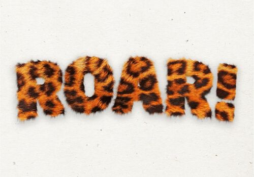 Roar Typographic Quote Tiger Pattern Print - 50x70 - Matte