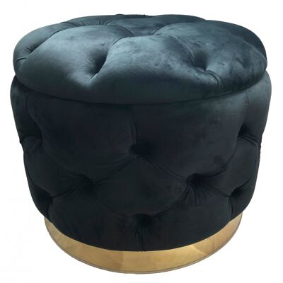 Dmora Pouf rotondo, struttura in legno mdf, rivestimento in tessuto imbottito, colore nero, Misure 55 x 42 x 55 cm