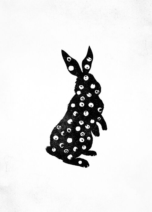 Bunny Rabbit Silhouette Polkadot Print - 50x70 - Matte