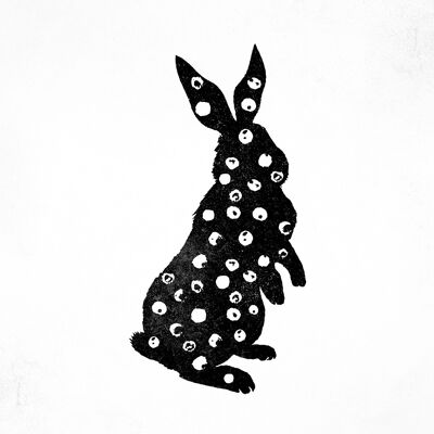 Impresión de lunares de silueta de conejo conejito - 50 x 70 - mate