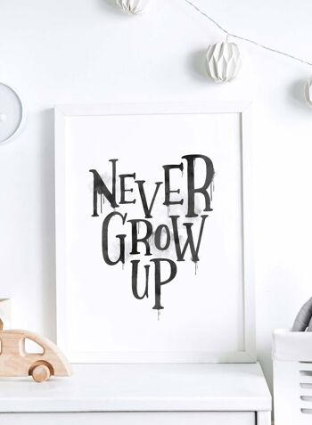 Never Grow Up Type Coeur Blanc Imprimé - 50x70 - Mat 2