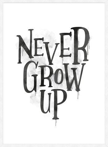 Never Grow Up Type Coeur Blanc Imprimé - 50x70 - Mat 4