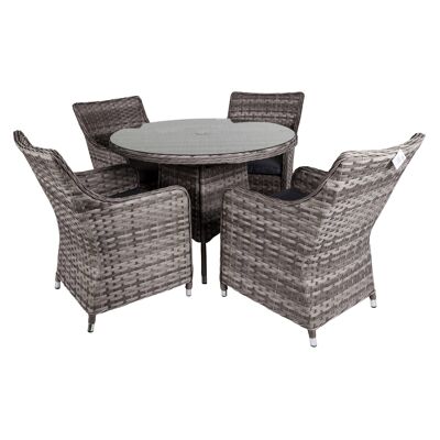 Dmora Salottino per esterno con tavolo e quattro sedie, Made in Italy, cm 105 x 105 x h74, colore Grigio