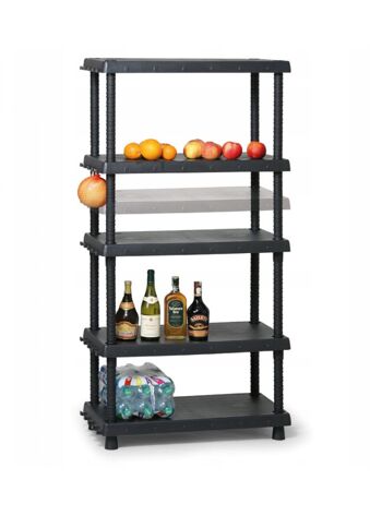 Dmora Etagère avec 4 étagères en polypropylène, Etagère polyvalente pour l'intérieur ou l'extérieur, 100% Made in Italy, cm 82x40h165, couleur Anthracite 5