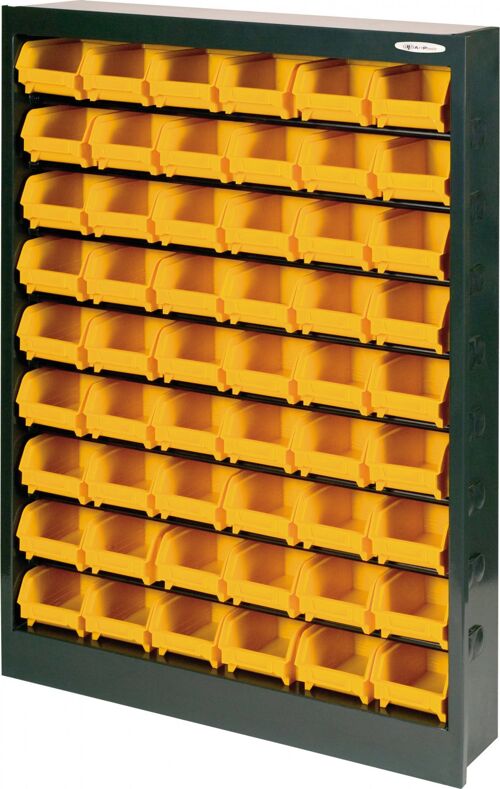 Dmora Scaffale portaminuteria con 114 contenitori, Armadio con contenitori in polipropilene, 100% Made in Italy, cm 69x21h190, colore Giallo