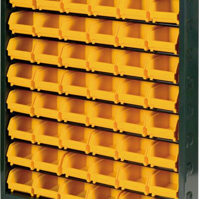 Dmora Scaffale portaminuteria con 114 contenitori, Armadio con contenitori in polipropilene, 100% Made in Italy, cm 69x21h190, colore Giallo