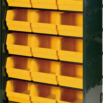 Dmora Scaffale portaminuteria con 15 contenitori, Armadio con contenitori in polipropilene, 100% Made in Italy, cm 66x37h95, colore Giallo