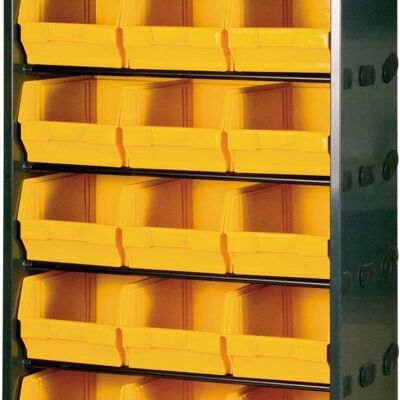 Dmora Scaffale portaminuteria con 30 contenitori, Armadio con contenitori in polipropilene, 100% Made in Italy, cm 66x37h190, colore Giallo
