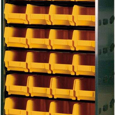 Dmora Scaffale portaminuteria con 48 contenitori, Armadio con contenitori in polipropilene, 100% Made in Italy, cm 64x26h190, colore Giallo