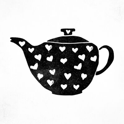 Teapot Silhouette Hearts Print - 50x70 - Matte