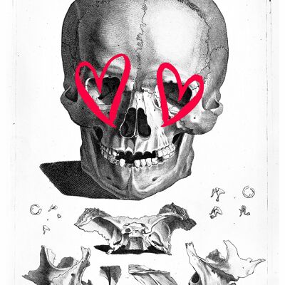 Vintage Skull Drawing Lippenstift Eyes Print - 50x70 - Matt