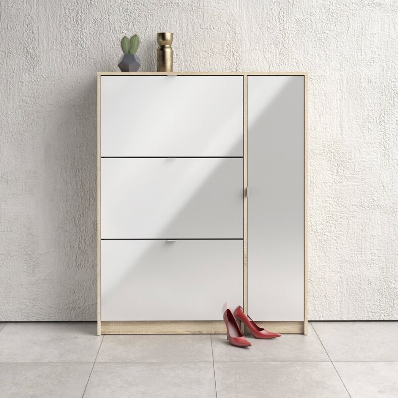 Dmora Meuble d'entrée, Made in Italy, Entratina avec cintre, Meuble à  chaussures, 120x40h54 cm, couleur blanc brillant et érable : :  Cuisine et Maison