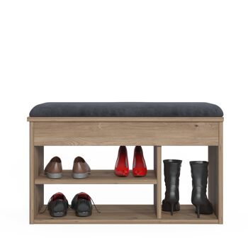 Dmora Étagère à chaussures avec assise et étagères, 80 x 31 x 46 cm, couleur chêne 4