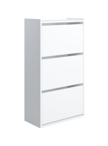 Dmora Armoire à chaussures avec trois portes battantes, 65 x 32 x 11,8 cm, couleur blanche 2