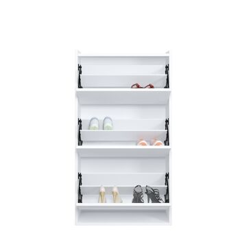 Dmora Armoire à chaussures avec trois portes battantes, 65 x 32 x 11,8 cm, couleur blanche 4