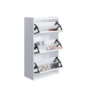 Dmora Armoire à chaussures avec trois portes battantes, 65 x 32 x 11,8 cm, couleur blanche 5