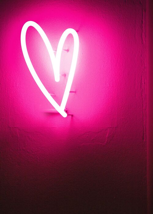 Neon Heart Scrawl Print - 50x70 - Matte