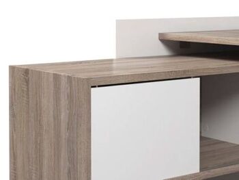 Dmora Bureau d'angle avec étagère à six compartiments, couleur chêne et blanc, 140 x 80 x 120 cm 6