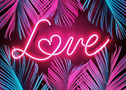 Tropical Love Neon Print - 50x70 - Matte