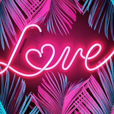 Stampa Tropical Love Neon - 50x70 - Opaco