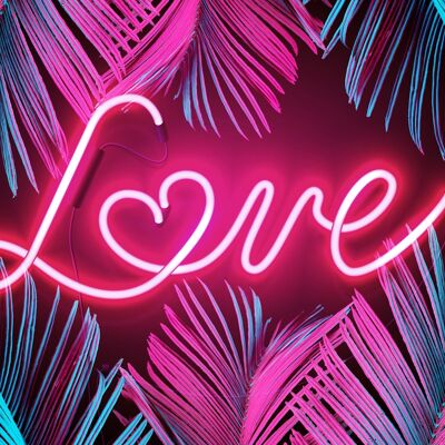 Imprimé Tropical Love Neon - 50x70 - Mat