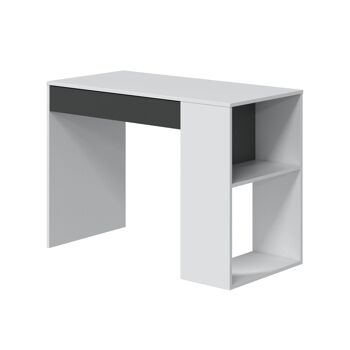 Bureau Dmora Boise, Bureau réversible avec tiroir, Table d'étude ou de bureau pour support PC, cm 101x50h73, Blanc et Anthracite 2