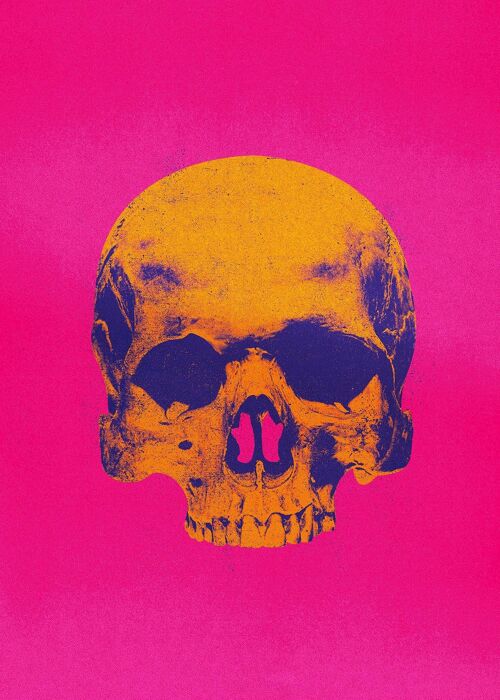 Pop Art Warhol Style Pink & Orange Skull Print - 50x70 - Matte